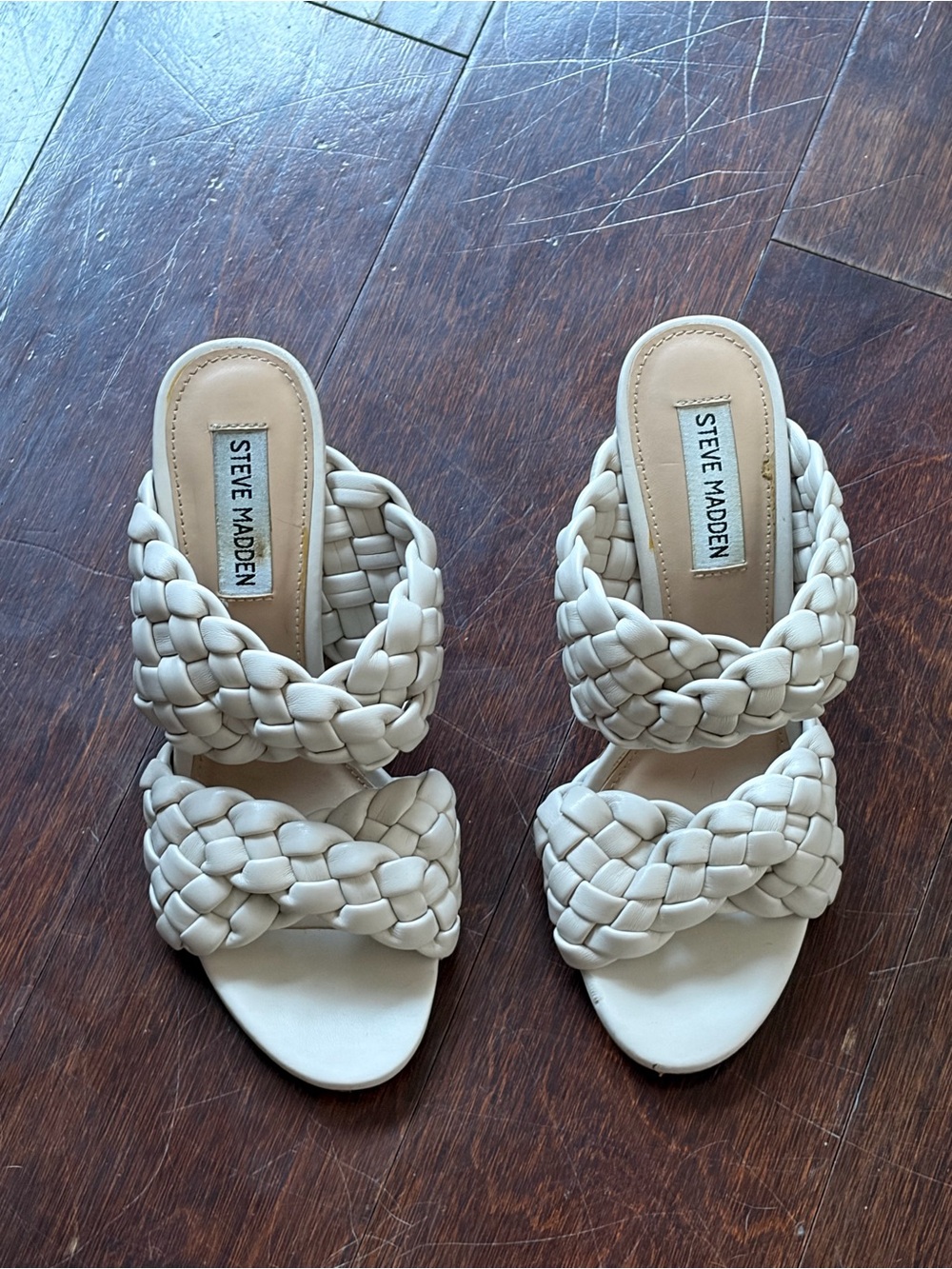 Steve Madden Braided Double-Band Slide Sandals in Off-White - Picture 1 of 3